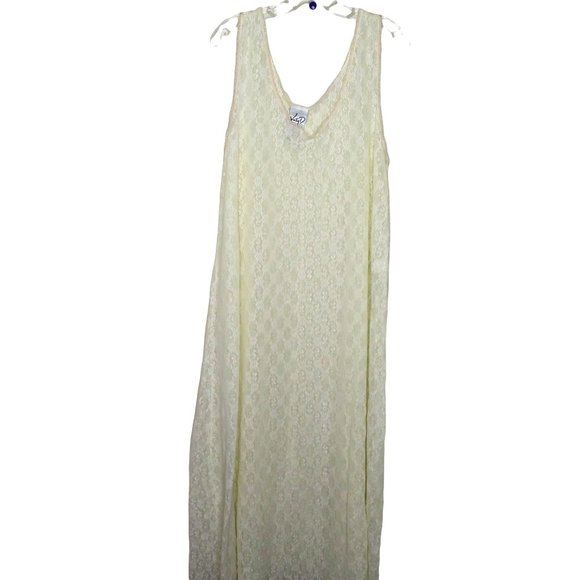 Vintage Kathryn Deene Full Length White Lace Night Gown 26/28 Nylon Sleeveless - Picture 12 of 14